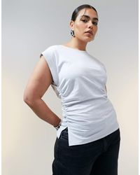 ASOS - Asos Design Curve Corset Waist Sharp Shoulder Tank Top Ice Marl - Lyst