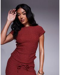 ASOS - T-shirt raccourci et froncé sur les côtés en tissu texturé - Lyst