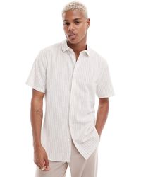 ASOS - Smart Linen Mix Stripe Shirt With Cutaway Collar - Lyst