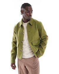 ASOS - Wool Look Harrington Jacket With Pockets - Lyst