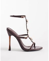 Public Desire - Curved Heel Clear Heeled Sandals - Lyst