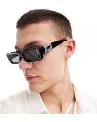 ASOS - 90's Chunky Rectangle Sunglasses With Bevel Edge And Detail - Lyst