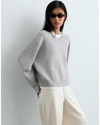 Oysho - Cotton-Blend V-Neck Jumper - Lyst