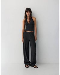 Pull&Bear - Crepe Straight-Leg Trousers - Lyst