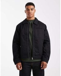 Jack & Jones - Chaqueta Harrington Negra Con Cremallera Doble De - Lyst