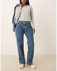 Abercrombie & Fitch - Jeans Larghi Lavaggio Scuro A Vita Bassa - Lyst