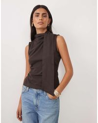 ASOS - Supersoft Tie Neck Scarf Top - Lyst