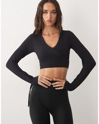 4505 - Seamless Baby Rib Wrap Front Long Sleeve Top - Lyst