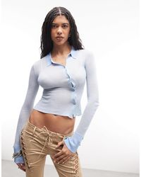 I.AM.GIA - Davina 90s Fine Rib Knit Asymmetric Button Detailing Fitted Shirt - Lyst