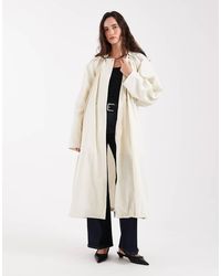 ASOS - Getailleerde Trenchcoat Met Lange Pasvorm En Pofzoom - Lyst