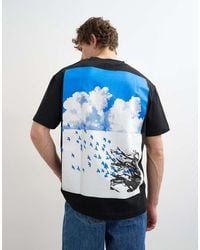 TOPMAN - Relaxed Fit T-shirt With Front And Back Bird Print - Lyst