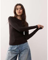 Weekday - Top A Maniche Lunghe Slim Fit Scuro - Lyst