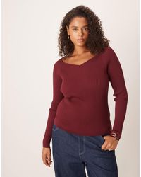 ASOS - Asos Design Curve Knitted Structured V Neck Top - Lyst