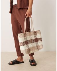 ASOS - – gewebte shopper-tragetasche mit karomuster - Lyst
