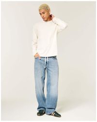 Hollister - Low-Rise Medium Wash Drawstring Waist Baggy Jeans - Lyst
