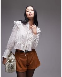 Free People - Tie-waist Cotton Blouse - Lyst
