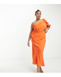 ASOS - Asos Design Curve Washed One Shoulder Maxi Dress With Cut Out Side Waist Detail - Lyst