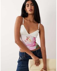 I.AM.GIA - Odetta Slinky Diamante Logo Cami Top - Lyst