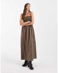 Object - Shirred Bodice Detail Cami Midi Dress - Lyst