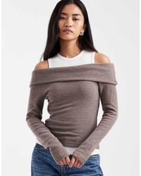 ASOS - Supersoft Double Layer Fallen Shoulder Top - Lyst