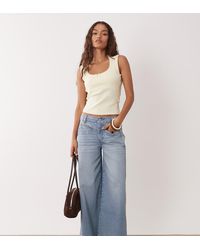 ASOS - Asos Design Petite Ankle Grazer Wide Leg Jeans With Front Pocket - Lyst