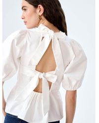OMNES - Tops Tiana Open Back Cotton Blouse With Peplum Frill - Lyst