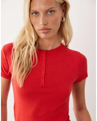 Mango - Button Detail Short Sleeve Knitted Top - Lyst
