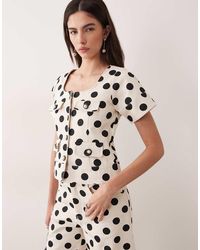 Sister Jane - Cotton Denim Polka Dot Button Up Top Co-Ord - Lyst