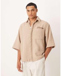 ASOS - Oversized Crochet Shirt With Half Sleeve And Embroidery - Lyst