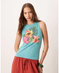 ASOS - Racer Tank Vest With Tropical Fruit Graphic - Lyst