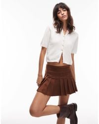 emory park - Faux Suede Pleated Mini Skort - Lyst