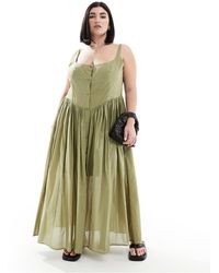 ASOS - Asos design curve - robe d'été fluide et mi-longue - vert - Lyst