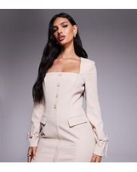 Kaiia - Exclusive Square Neck Bow Cuff Detail Tailored Blazer Mini Dress - Lyst