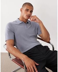 ASOS - Knitted Short Sleeve Pure Merino Wool Half Zip Polo - Lyst