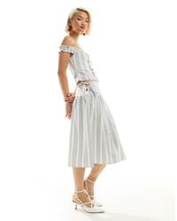 Motel - Stripe Tie Side Knee Length Skirt - Lyst