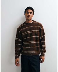 ASOS - Oversized Knitted Brushed Stripe Sweater - Lyst