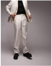 TOPMAN - Pantaloni da abito a fondo ampio con pieghe bianchi - Lyst