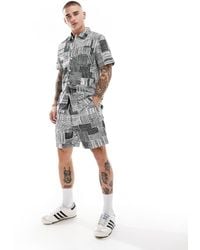 Farah - Pantalones Cortos Blancos Y Negros Con Estampado A Rayas Y Cuadros Redwald De (Parte De Un Conjunto) - Lyst