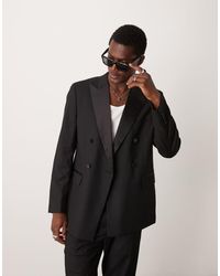 Mango - Americana Negra De Corte Slim Con Solapas De Pico Y Doble Botonadura De (Parte De Un Conjunto) - Lyst