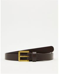 ASOS - Smart Leather Skinny Belt With Gold Buckle - Lyst