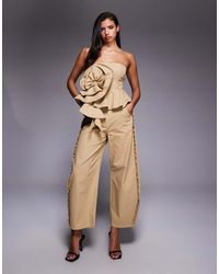 ASOS - Co-ord Cotton Twill Barrel Trouser With Ruffle - Lyst