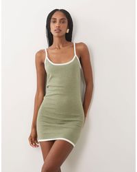SNDY'S - Cotton Rich Knitted Contrast Trim Scoop Neck Mini Dress Co-ord - Lyst