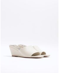 River Island - Square Toe Wedge Sandals - Lyst