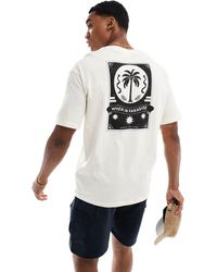 SELECTED - T-shirt oversize color crema con stampa di palma sulla schiena - Lyst