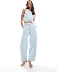 ASOS - Vaqueros De Talle Alto Y Pernera Barrel Con Lavado Claro De (Parte De Un Conjunto)-Azul - Lyst