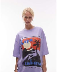 TOPSHOP - Camiseta Extragrande Con Estampado Gráfico "Copa Cobana" De Punto Liso De -Morado - Lyst