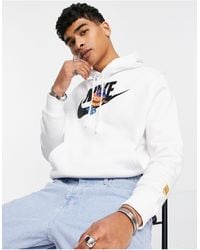 Nike Sportswear Logo-print Cotton-blend Jersey Hoodie - White