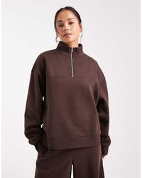 ASOS - Half Zip Brushback Sweatshirt - Lyst