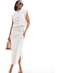 Vero Moda - Midi Rok Van Co-Ord Set Van Linnen - Lyst