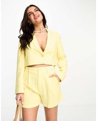 Stradivarius - Linen Look Cropped Co-ord Blazer - Lyst